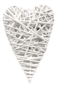 Serce rattan wiklina białe 27 cm