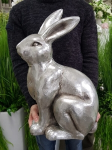 Zając srebrny figurka silver XL 52cm