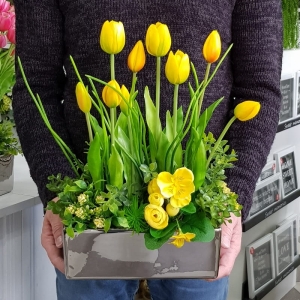 Kompozycja Thera tulipany silikon żółte