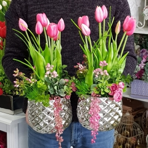 Kompozycja Mika tulipany silikon c.róż