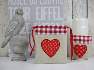 Woreczek kratka serce czerwone