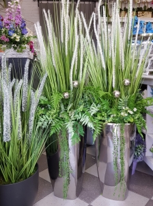 Kompozycja trawa donica Alex silver 130cm