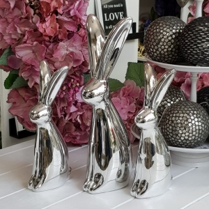 Zając zajączek ceramika figurka Nikos silver L