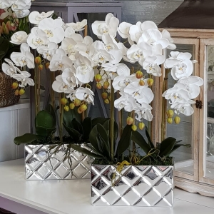 Storczyk sztuczny orchidea silikon biały Roxy silver