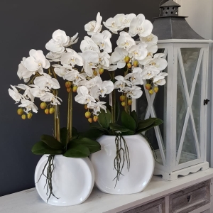 Sztuczny storczyk orchidea silikon biały Dora white M