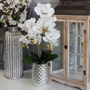 Sztuczny storczyk orchidea silikon biały Donna silver