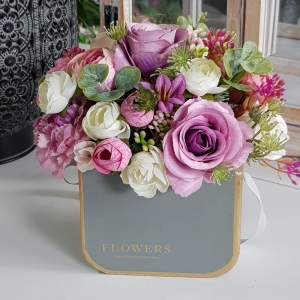 Flowerbox kwiaty w pudełku flower bag kwiatowa torebka Baggy szara M