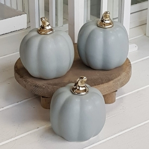 Dynia ceramiczna dekoracja szara matowa wysoka S