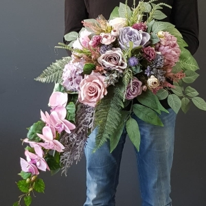 Kompozycja nagrobna duża 90 cm różowo-fioletowa