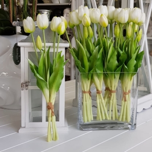 Tulipan tulipany silikonowe bukiet białe 5 szt.