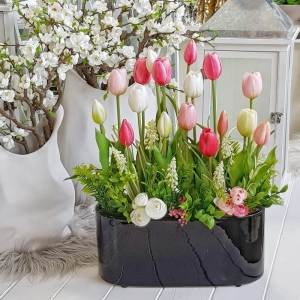 Tulipany silikonowe różowa kompozycja kwiatowy black