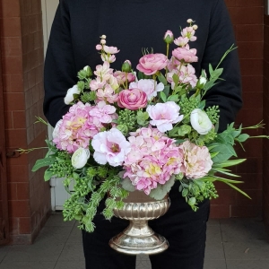 Kwiatowa kompozycja kielich Armonia silver pink L