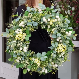 Wianek na drzwi kominek lawenda dekoracja Greenery 60cm