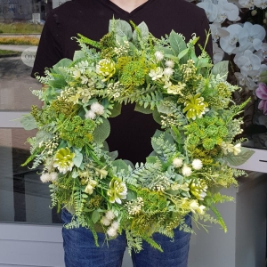 Wianek na drzwi kominek dekoracja Greenery 45cm