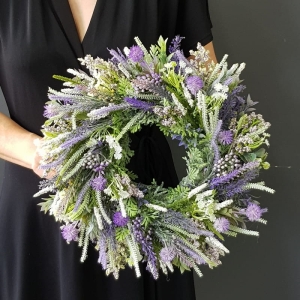 Wianek na drzwi kominek dekoracja na stół Diana 35-40cm fiolety