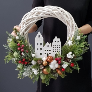 Wianek na drzwi kompozycja świąteczna HOME 45 cm wz.2