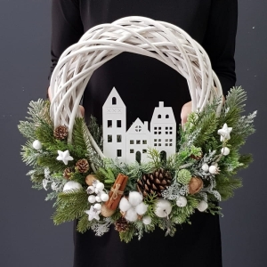 Wianek na drzwi kompozycja świąteczna HOME 45 cm wz.3