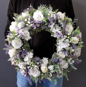 Wianek na drzwi kominek dekoracja na płytę Flora 45cm