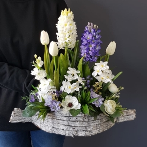 Wiosenna kompozycja ogródek donica z kory Stella new 50cm