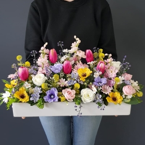 Kwiatowa kompozycja na stół  Amanda de luxe podłużna 60cm
