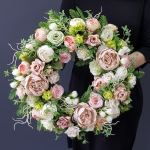 Wianek na drzwi kwiatowy wiosna lato wianki Aurelia 50cm wz.4