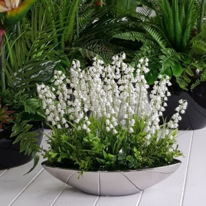 Konwalie silikon kompozycja donica Canoe silver