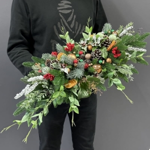 Kompozycja stroik na stół Boże Narodzenie 80cm naturalny