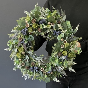 Wianek jak żywy oryginalny wieniec na drzwi kominek 50 cm Sonia