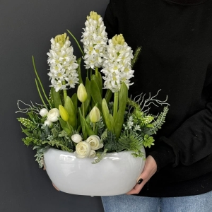 Kompozycja tulipany silikon hiacynty Susanna