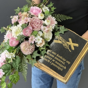 Kwiatowa księga książka nagrobna kwiaty stroik na grób kompozycja wiązanka Astria wz.7