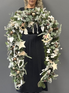 Girlanda świąteczna na drzwi schody kominek stroik na stół 180 cm Linda wz.4
