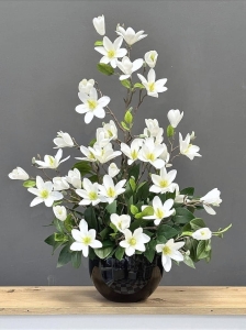 Magnolia biała magnolie silikon kompozycja kwiatowa Aldo black