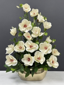Magnolia magnolie silikon kompozycja kwiaty sztuczne premium Susanna gold