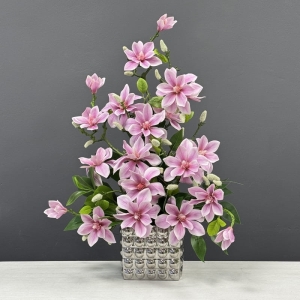 Magnolia magnolie silikon kompozycja kwiaty sztuczne róż premium Donna 