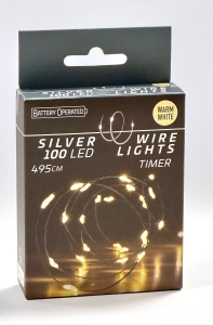 Światełka na druciku girlanda ciepłe 100 LED 5m na baterie