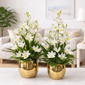 Magnolia biała magnolie silikon kompozycja kwiatowa Maria gold L