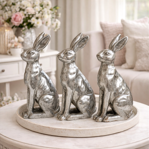 Zając zajączek figurka Wielkanoc Ilario silver L 