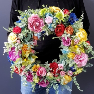 Wianek na drzwi kominek dekoracja na płytę Flora 45cm 