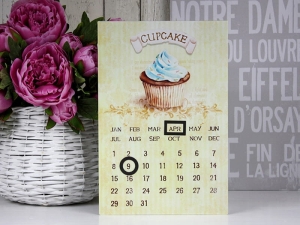 Kalendarz metal tablica cupcake żółty