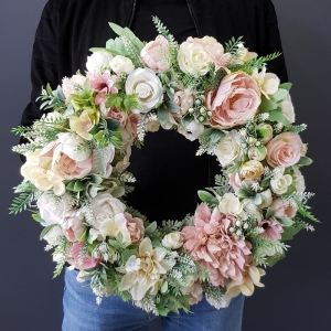 Wianek na drzwi kominek dekoracja na płytę Flora 45cm