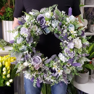 Wianek na drzwi kominek dekoracja Flora 48 cm
