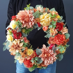 Wianek na drzwi kominek dekoracja na płytę Flora 45cm