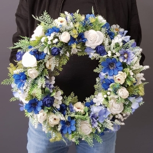 Wianek na drzwi kominek dekoracja na płytę Flora 45cm